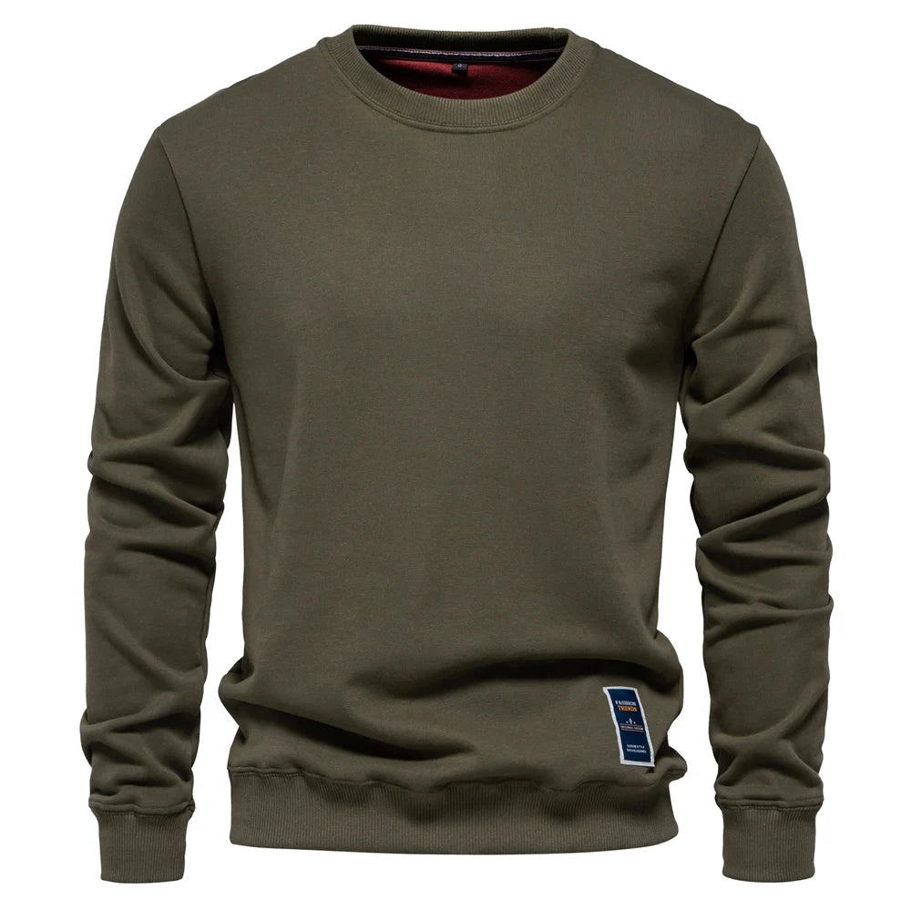 Men's Cotton-Blend Crew Neck Solid Colour Sweatshirts Pullover Casual Sport Sweatshirt for Men