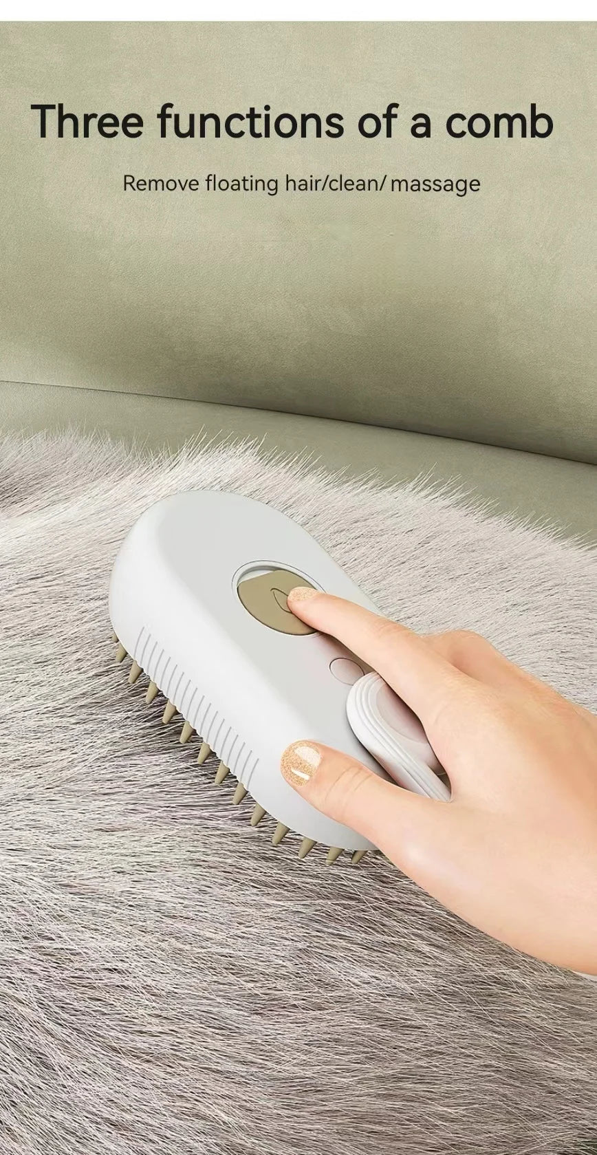 3-in-1 Hondenhaarborstel Kattenhaarborstel Elektrische Huisdierreinigingsborstel Stoomsprayborstel Massage Ontharingskam Anti-vliegborstel