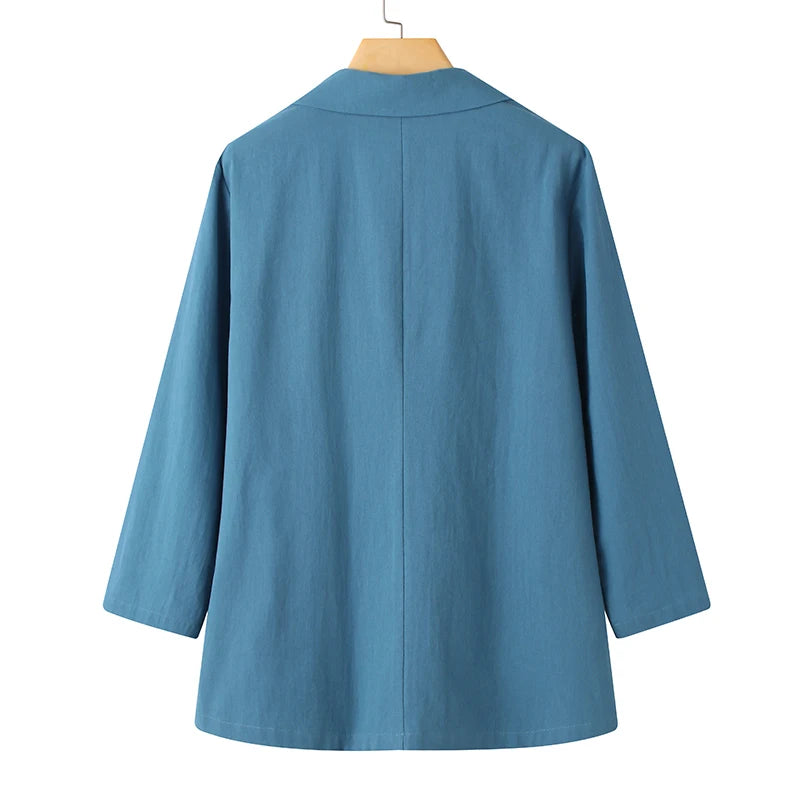 Elegant Solid Blazer Women Autumn Overcoats Casual Long Sleeve Single Button Coats Female Lapel Outwears Oversized