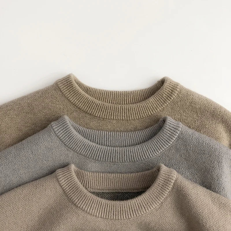 Spring Basic Toddler Kids Knit Pullover Cartoon Girls Boys Casual Pullover Knitwear Children Sweater Coat 1-6Y Unisex