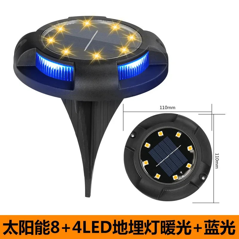 12LED Solar Ondergrondse Verlichting Circulair Buiten Tuin Solar Ondergrondse Verlichting Dekverlichting Begraven Solar Verlichting Tuindecoratie