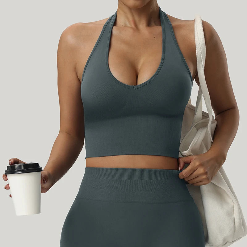 Seamless Sports Bra Women Impact Strappy Gym Top Yoga Activewear Woman Tank Tops Fitness Workout Clothing Gym Sportswear
