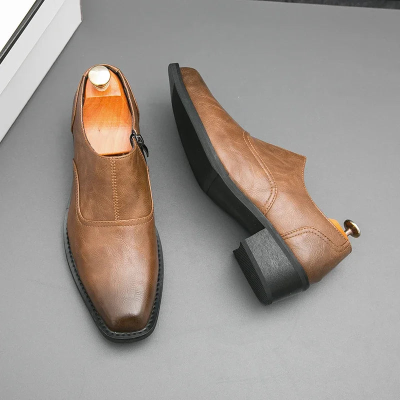 Low Heel Dress Shoes Men Fashionable Chelsea Shoes for Men Black Brown Male Business Formal Oxfords Large Size 38-46 Loafers