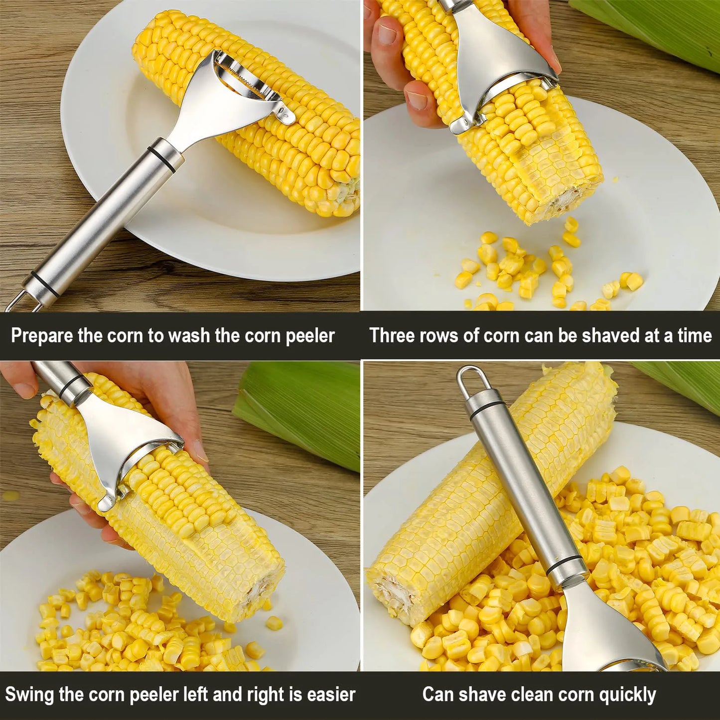 Corn Peeler Stripper For Corn On The Cob Remover Tool,Stainless Steel Kitchen Grips Corn Planer Cob Cutter Kernels