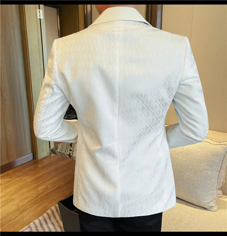 Men's Floral Print Blazer Jacket - Slim Fit Single-Breasted Business Casual Style Autumn Winter Formal Male Coat