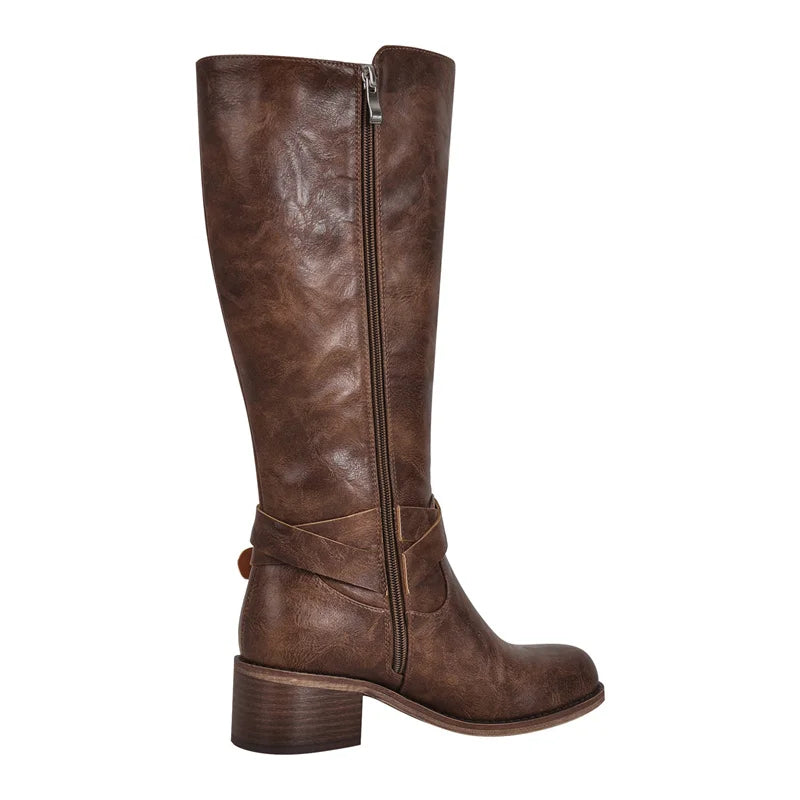 Women Knee High Boots Heeled Fashion Winter Gothic Matte Motorcycle Boots