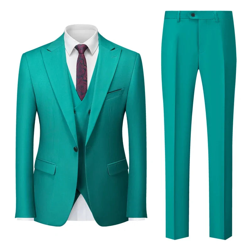 Men's Italian Business Gentleman Slim Suit, Groom Wedding Blazers, Italian Costume - Sizes M to 5XL