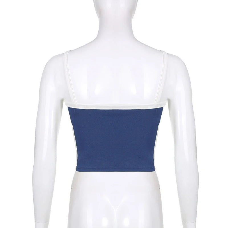Women's Sleeveless Knitted Crop Tops Green Sexy Basic Patchwork 2023 Summer Casual Cami Backless Y2k Vintage Tank Top