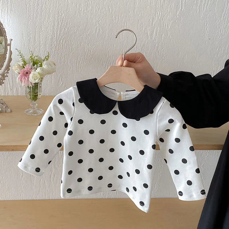 Herfst Baby Onderhemdjes Zoete Borduurwerk Bloem Strik Baby Meisjes Bottoming Shirt Peuter Dunne Kleding Tops 0-3T Meisjes