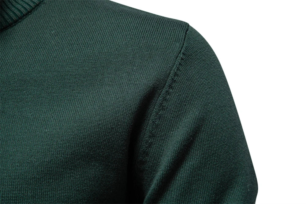 Men's Quarter Zip Cotton Pullover Sweaters Solid Colour Casual Social Knitted Mock Neck Polo Sweaters for Men