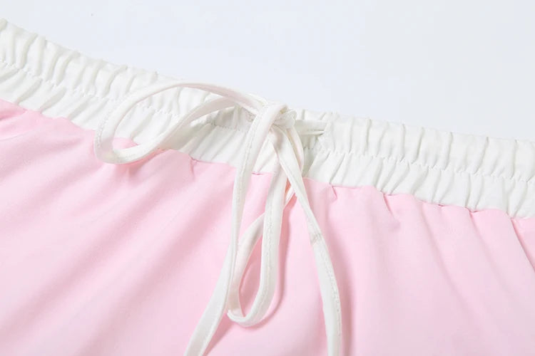 Sporty Casual Women Tracksuit 2 Piece Set Summer Patchwork Zip Tank Tops + Bandage Skirts Matching Stretch Slim Outfits