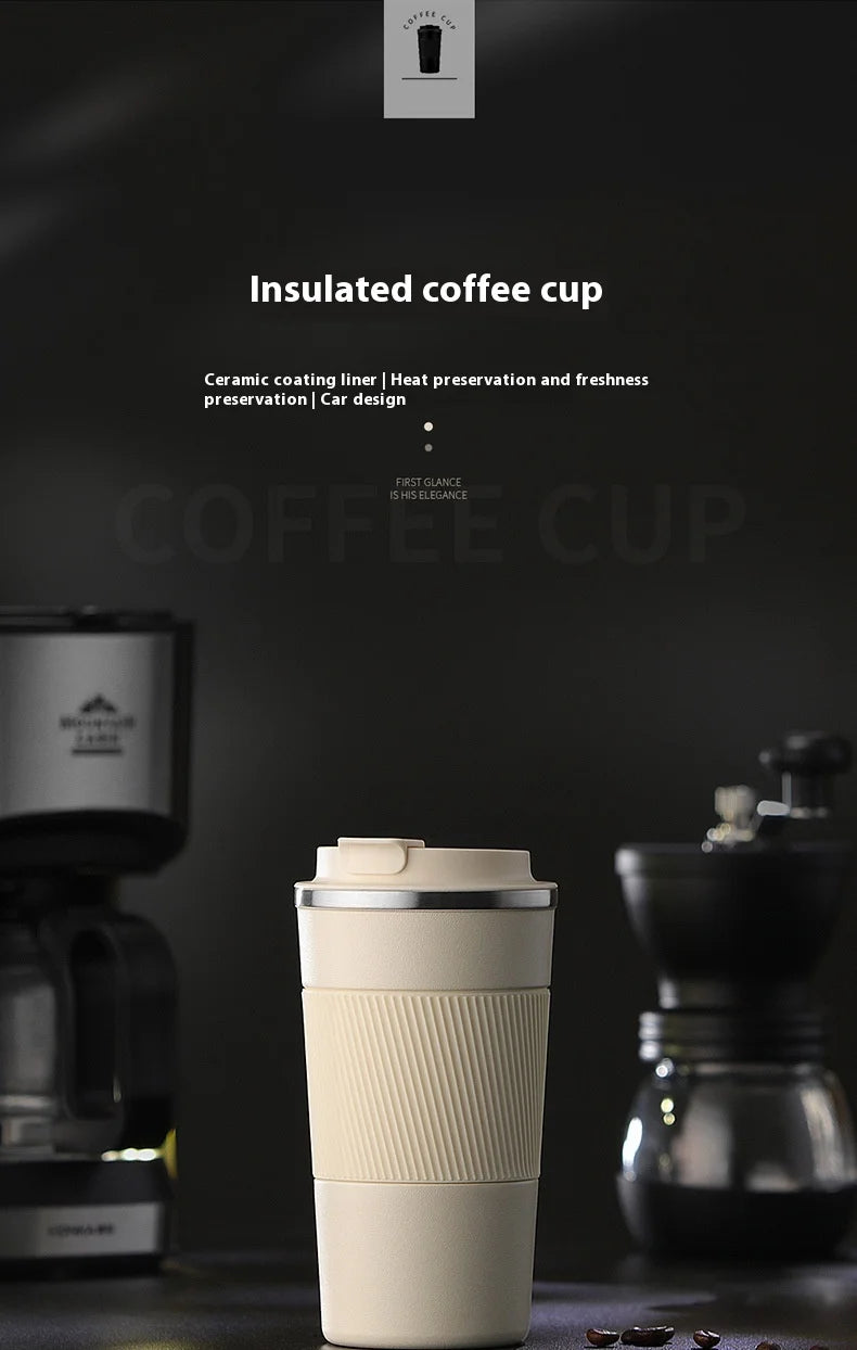 316 Stainless Steel Ceramic Insulated Travel Mug with Handle – Leakproof, Heat-Resistant, Car Cup Holder Friendly – Premium