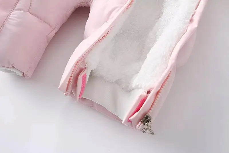 Winter Baby Rompers Fur Lining Boys Jumpsuits Warm Fleece Padded Toddler Snowsuit Infant Outfit