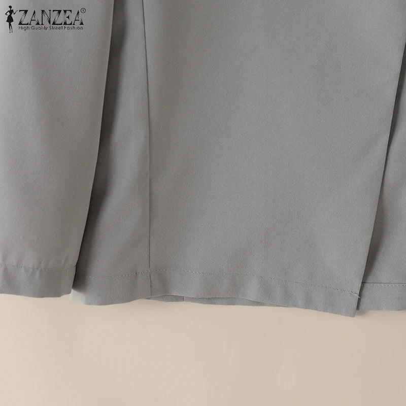 2025 Autumn Lightweight Blazer for Woman V-Neck Long Sleeve Solid Colour Casual Suit Coats Korean Fashion Office Wear