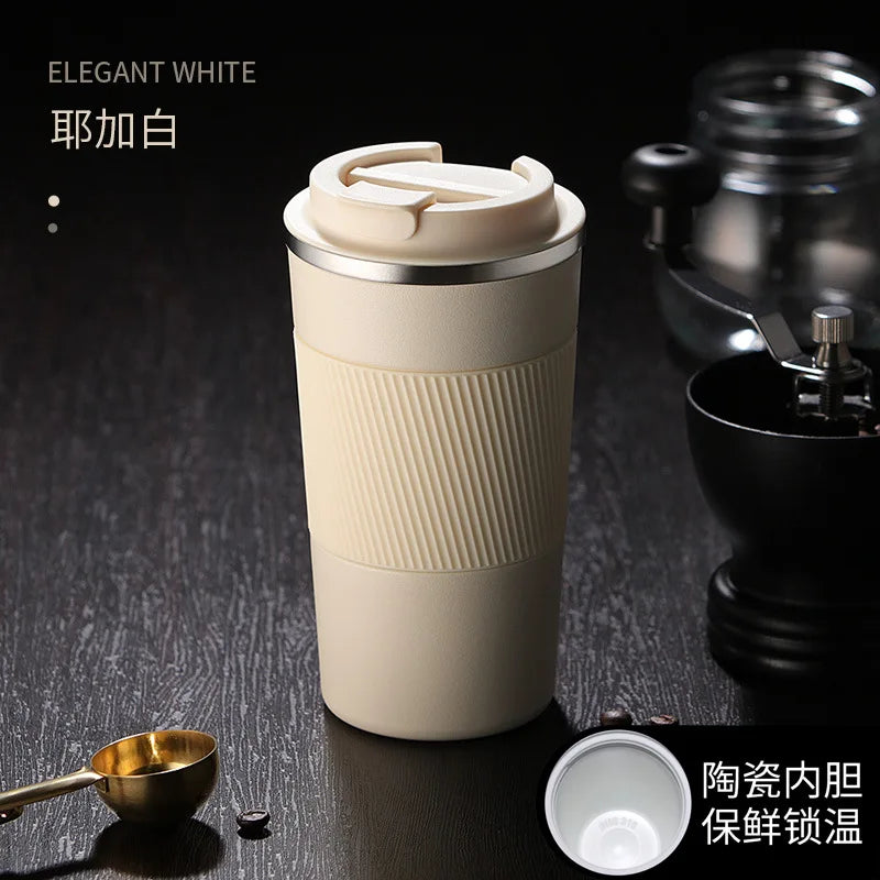 316 Stainless Steel Ceramic Insulated Travel Mug with Handle – Leakproof, Heat-Resistant, Car Cup Holder Friendly – Premium