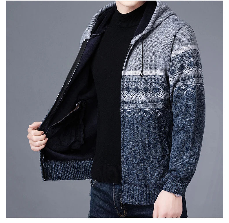 Men's High Quality Hooded Casual Cardigan, Patchwork Jacket, Male Outerwear, and Windbreaker Coats
