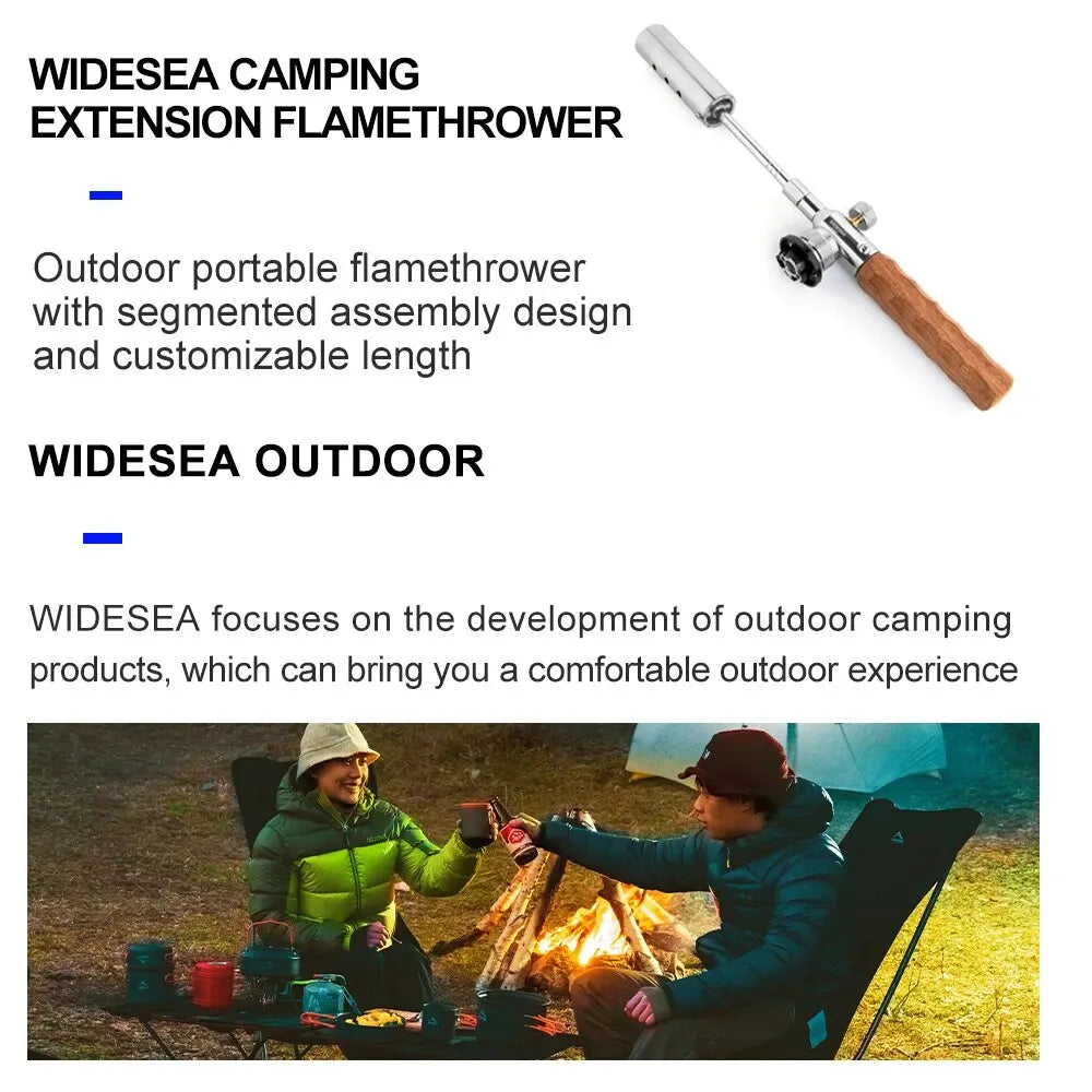 Camping Long Flame Igniter Outdoor Portable Wooden Handle Burner Picnic BBQ Gas Tank Spray Gun Removable Stove Toolkit