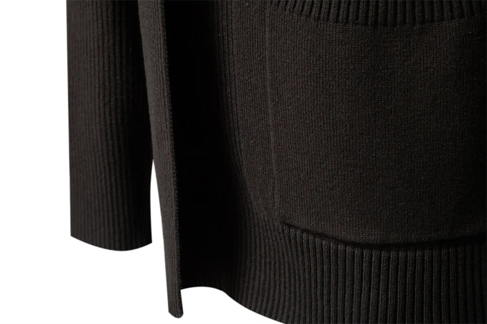 Men's Winter Cotton Cardigan Quality Sweater Fashion Turn Down Collar Knitted Sweaters for Men
