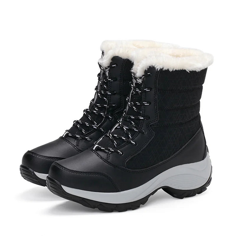 Women's Boots Snow Solid Shoes Woman Platform Women Shoes 2025 Trend Mid Women's High Boots Plush Women Boots Botas Mujer