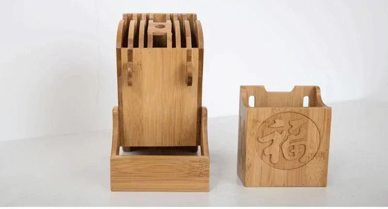 Wood Kitchen Knife Holder Bamboo Scissors Chopsticks Gadget Storage Shelf Rack Knife Block Stand Organizer Accessories
