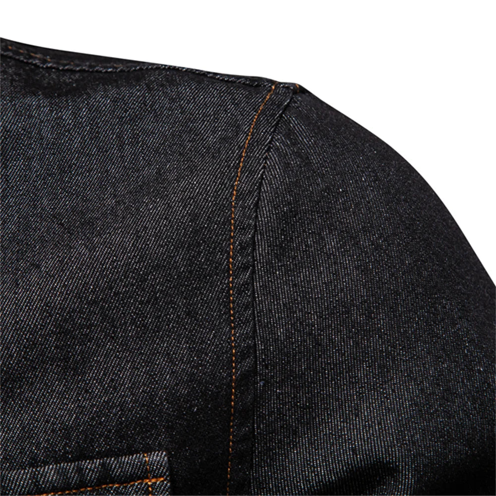 Men's 100% Cotton Denim Shirts Autumn Thickened High Quality Solid Colour Shirt With Button Casual Jeans Shirt For Men
