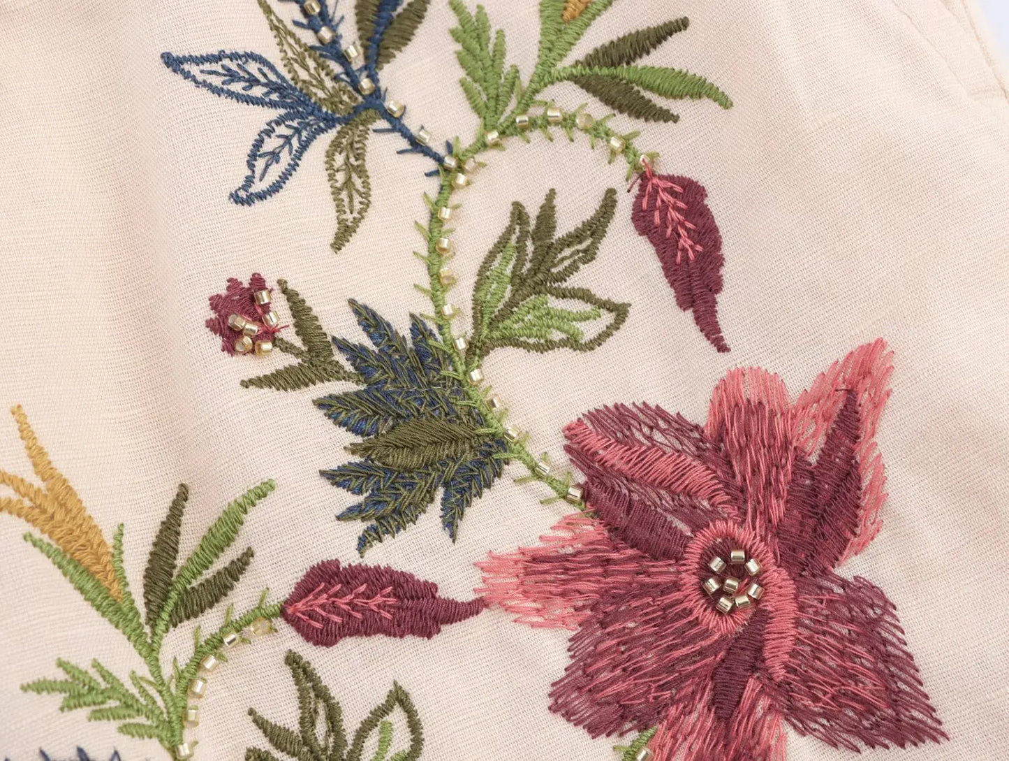 Women's Floral Embroidery Casual Shorts with Elastic Waist And Drawstrings Middle Age Polyester Shorts Summer 2025 Collection