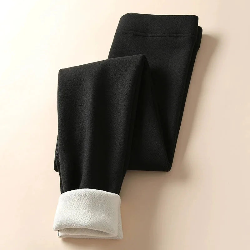 Women's Autumn & Winter New Velvet Padded Leggings Sexy Tights Warm Fleece Leggings Lady Solid High Waist Elastic Yoga Sweatpants