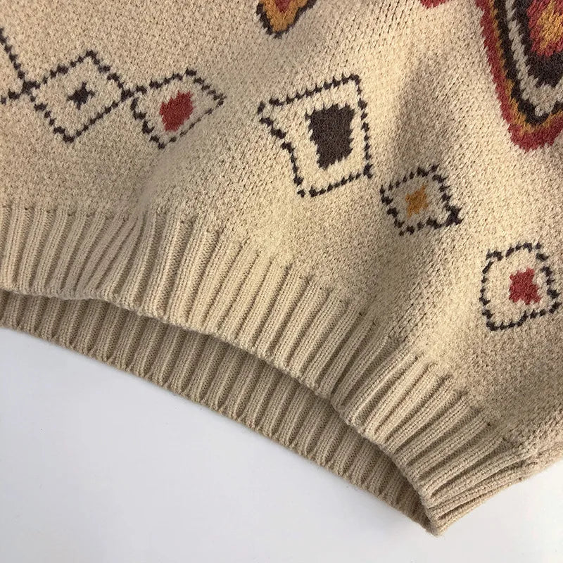 Autumn Winter Colourful Grid Retro Kids Sweaters Vintage Boys Warm Pullover Thicken Girls Knitwear Coat 1-6Y Unisex