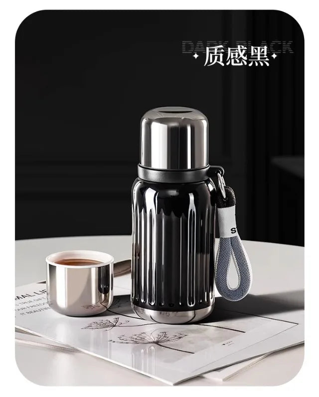 Vakuumisolierte Thermosflasche aus Edelstahl 316 – 24/12 Stunden Heiß-/Kältespeicherung, auslaufsicher, minimalistisches Design, Reisebecher für Büro und Auto