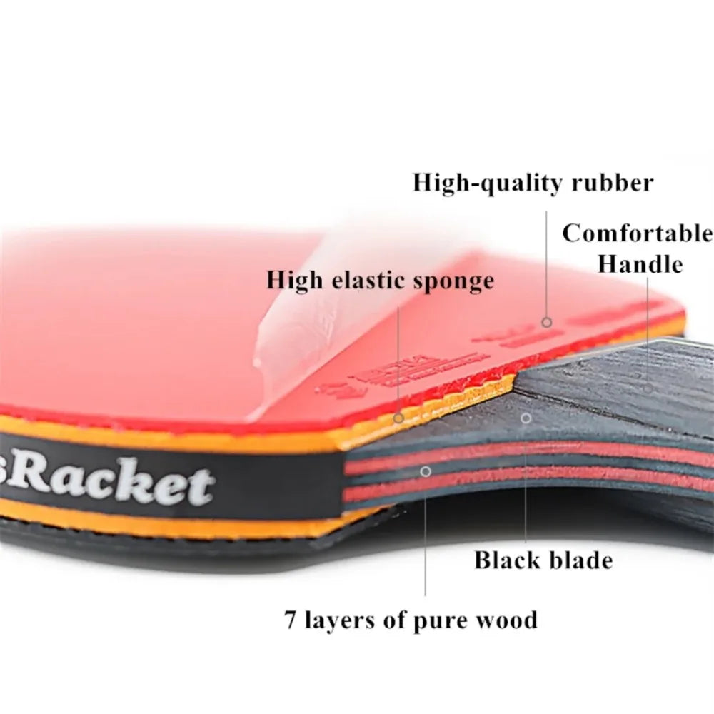 5/6 Star Tafeltennisracket 2PCS Professionele Ping Pong Racket Set Pimples-in Rubber Hoge Kwaliteit Blade Bat Paddle met Tas