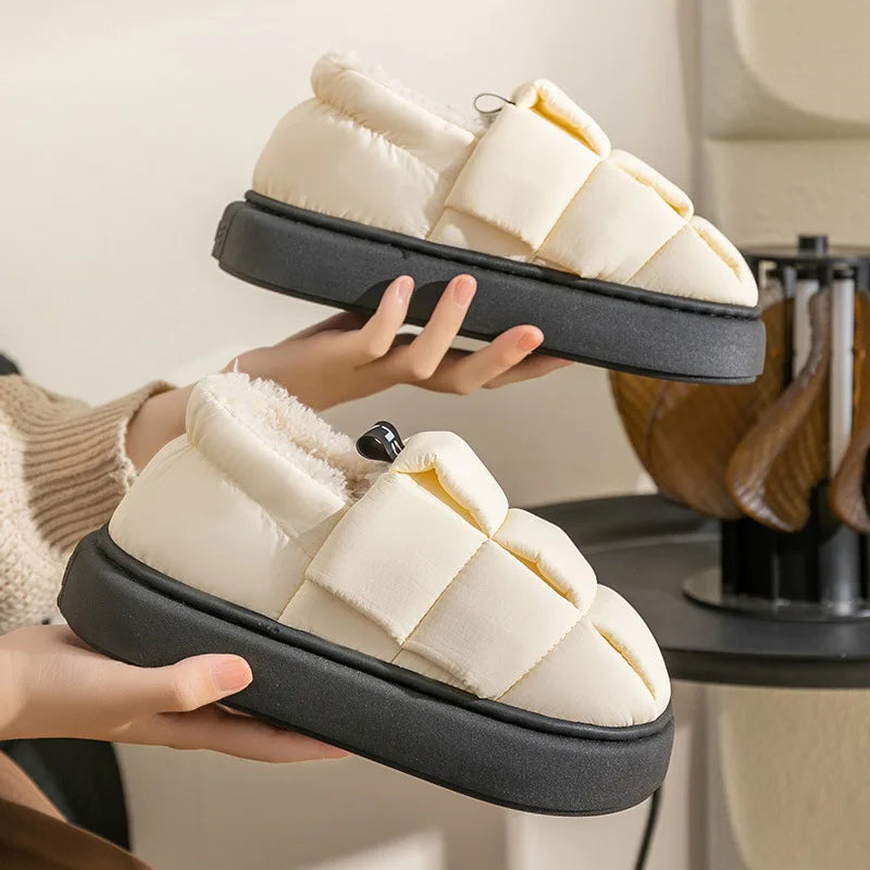 Women's Winter Warm Flat Slippers With Soft Fluffy Cosy Cotton Thick Bottom and Non-Slip Sole Suitable For Home and Outdoor Use Ladies Shoes