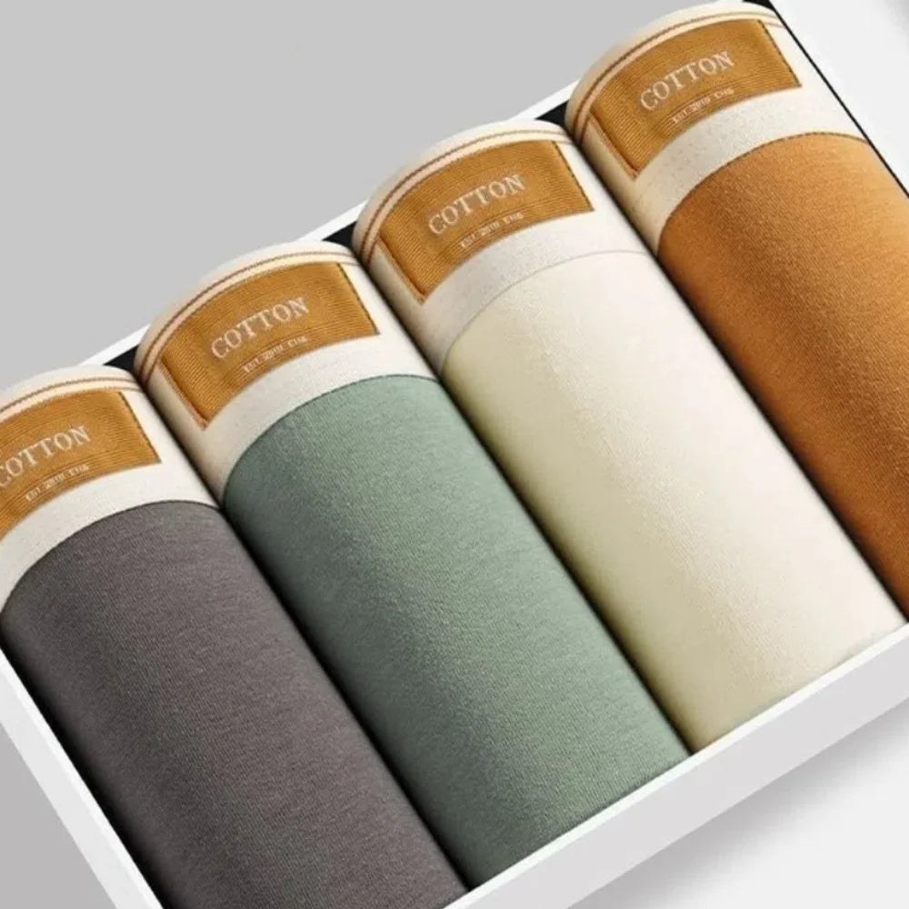 4 stuks ademende boxershorts voor heren, effen kleur, plus maten L-4XL, middelhoge taille, naadloos ondergoed, polyester, jongensondergoed