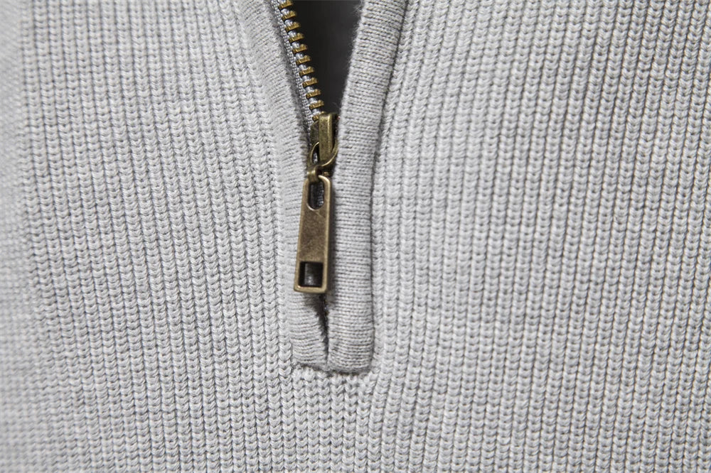 Men's Autumn Cotton Zipper Cardigan Casual Social Sweaters High Collar Warm Winter Knitted Sweater For Men