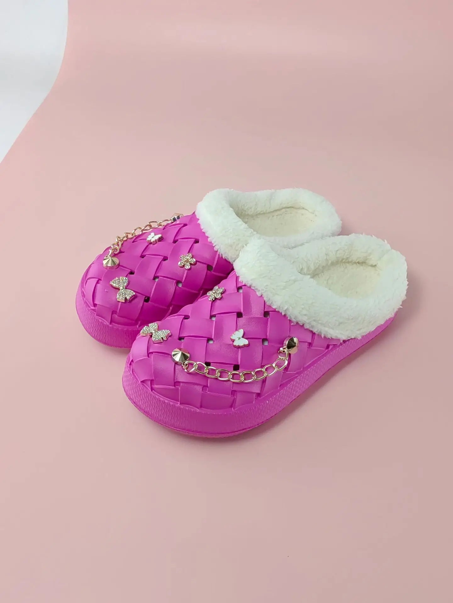 Kids' Slippers House Shoes Cartoon PU Leather Bow Winter Shoes Warm Anti-Slip Soft Bottom Shoes For Girls Size 40-45