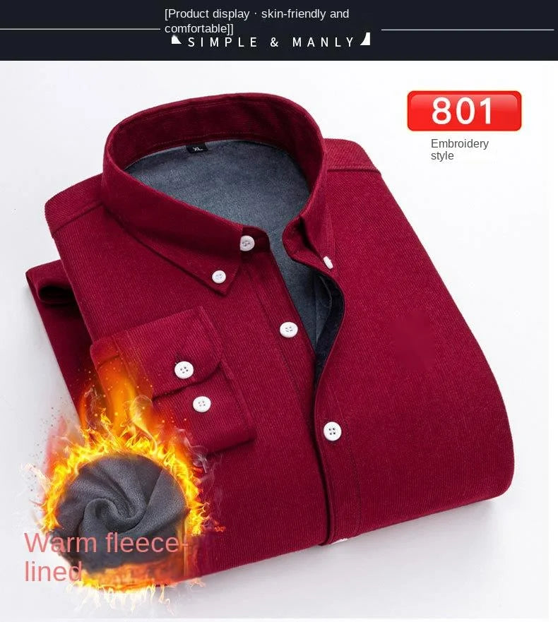 Reversknopf Allgleiches Stickerei Warme Hemden Herrenbekleidung Herbst Neue Übergroße Casual Tops Lose Koreanische Hemd