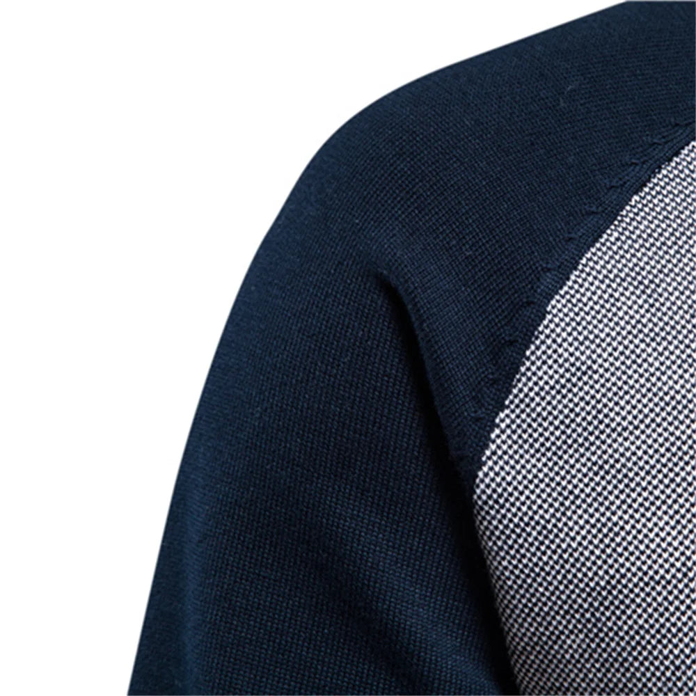 Men's Spliced Cardigan Streetwear Casual High Quality Cotton Sweater Winter Fashion Brand Cardigans for Men