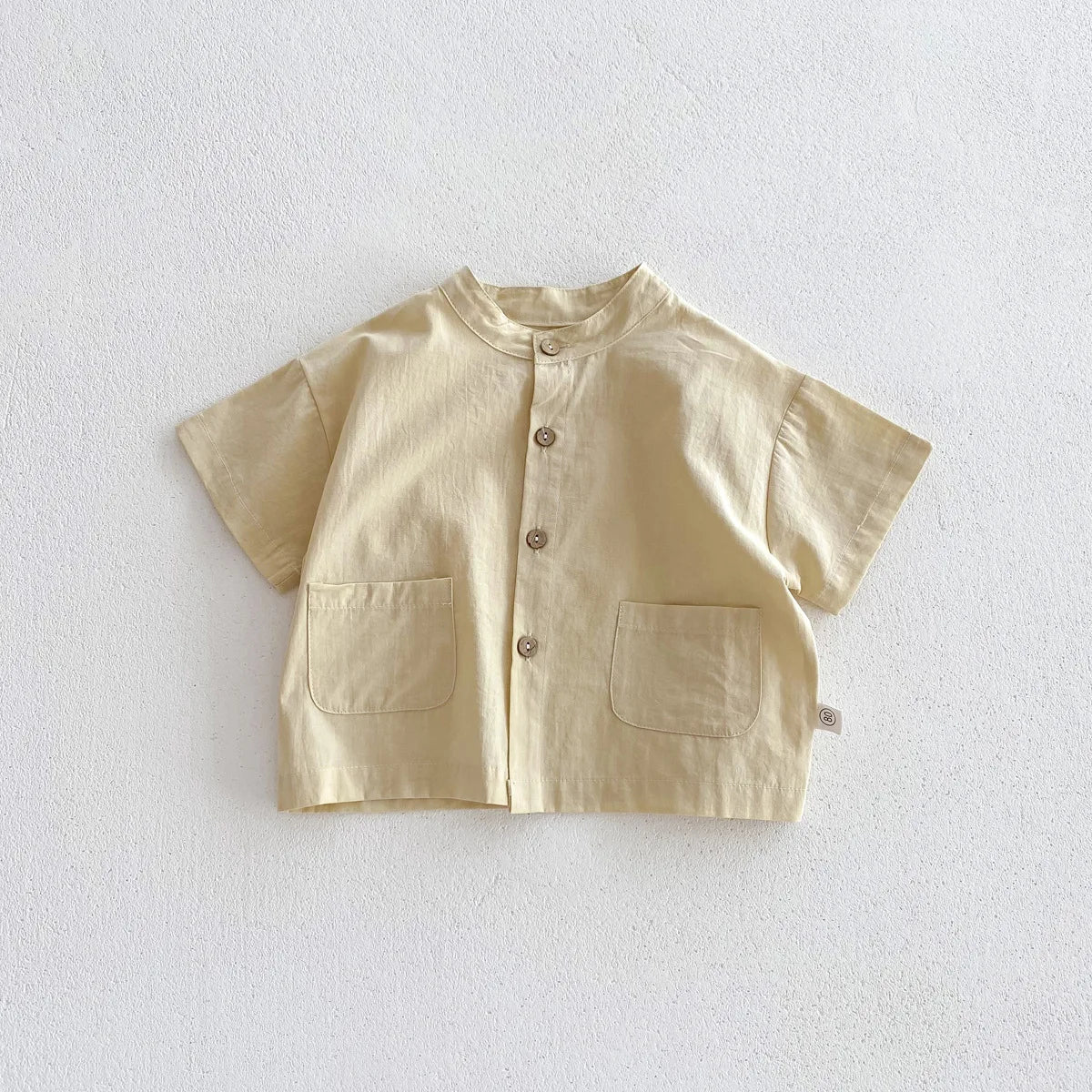 Summer Thin Short Sleeve T-shirt and Shorts Set Small Stand Collar Cool Toddler Boys Baby Girls 2PCS Casual Beach Suits 1-5Y Unisex