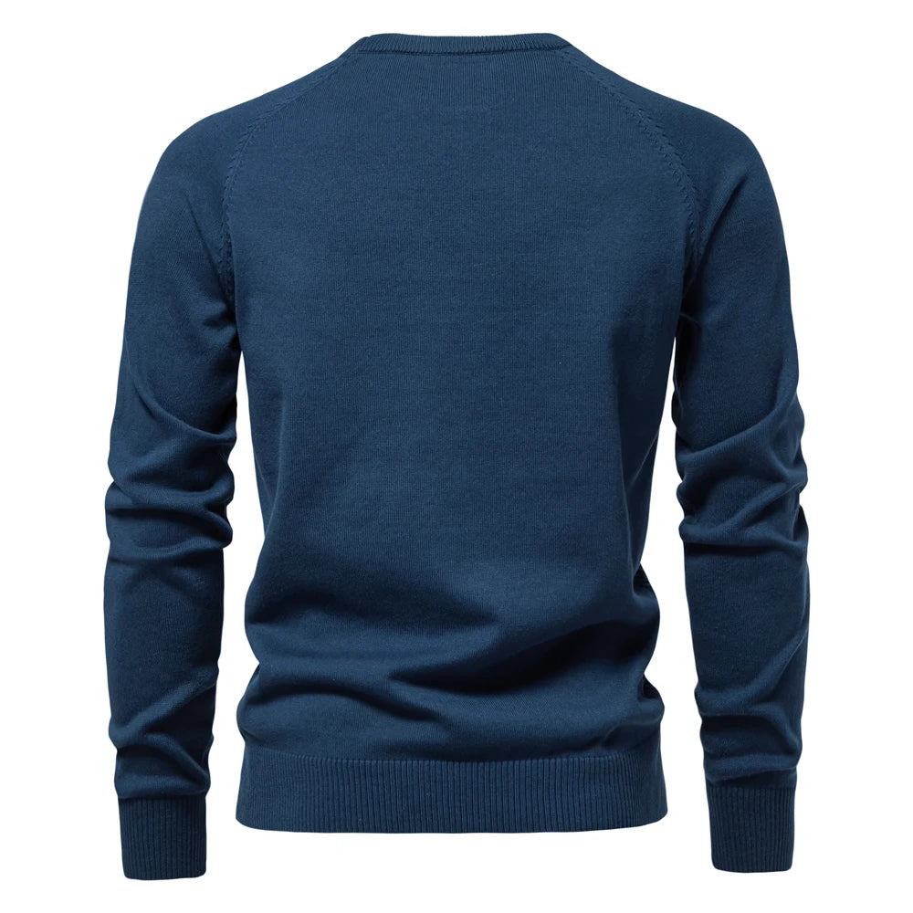 Men's Crew Neck Cotton Pullover Sweater Casual Business Geometric Knitted Male Sweaters