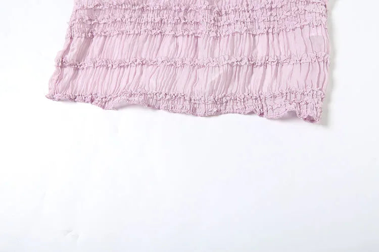 Sexy See-Through 2 Piece Set Women Lace-Up Halter Backless Crop Tops + Ruched Elegant Skirts Vacation Beach Party Suits