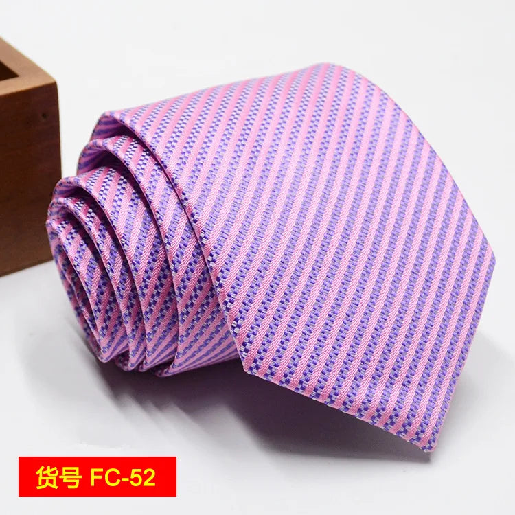 Men's Solid Color Stripe Floral Jacquard Necktie 7-8cm Width Fashionable Daily Wear Cravat for Wedding Party Gift