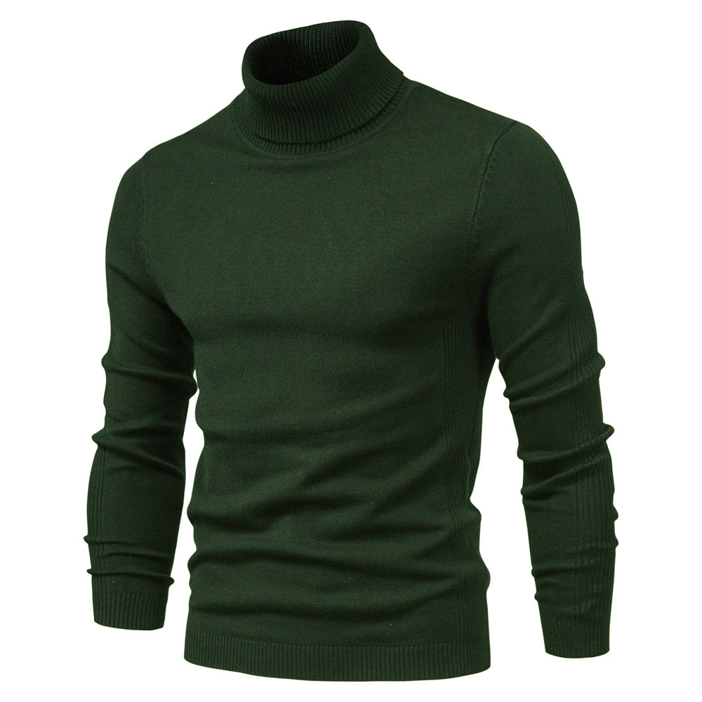 Winter Men's Turtleneck Sweater Casual Solid Colour Warm Pullover High Quality Slim Neck Long Sleeve Sweater For Men