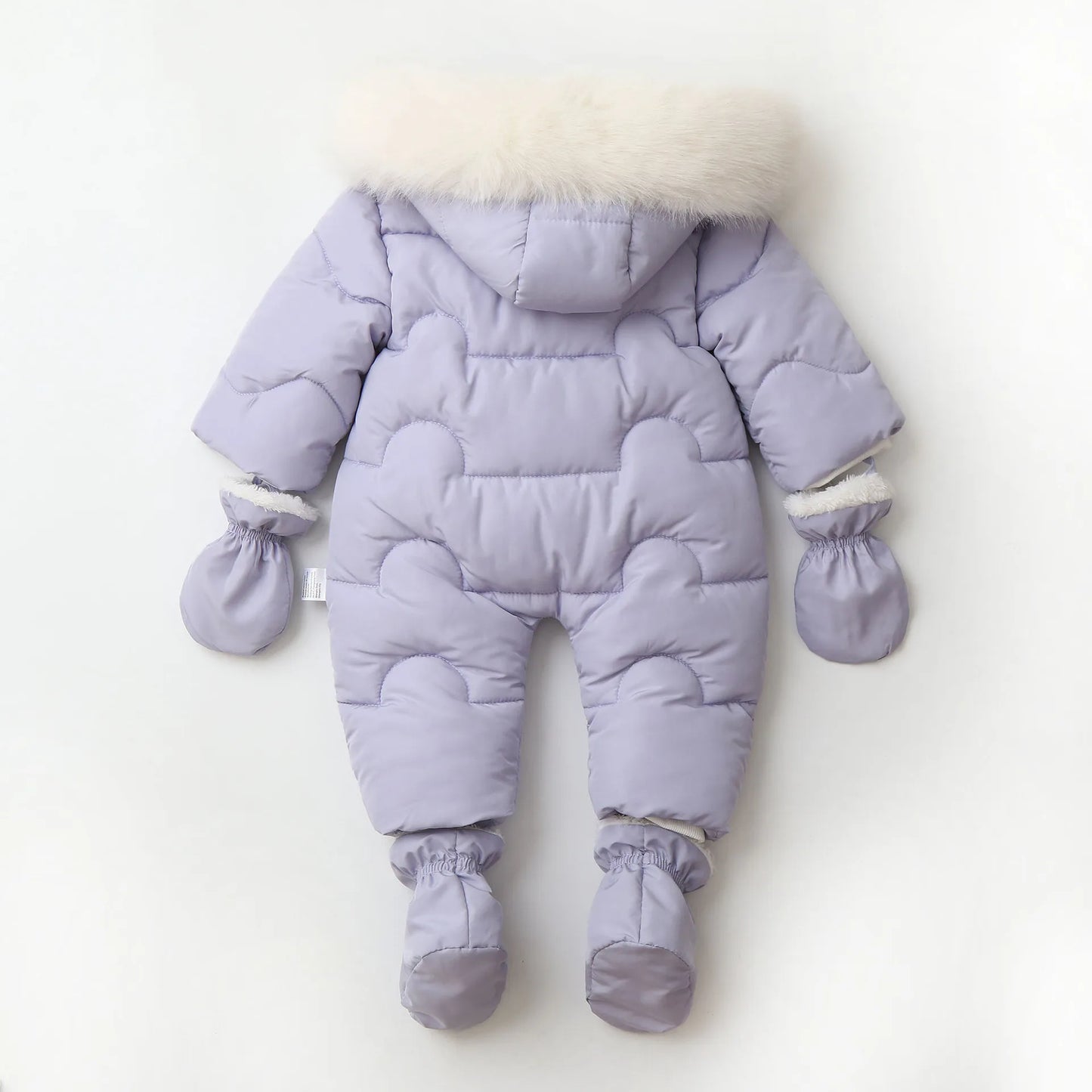 Winter Baby Rompers Fur Lining Boys Jumpsuits Warm Fleece Padded Toddler Snowsuit Infant Outfit