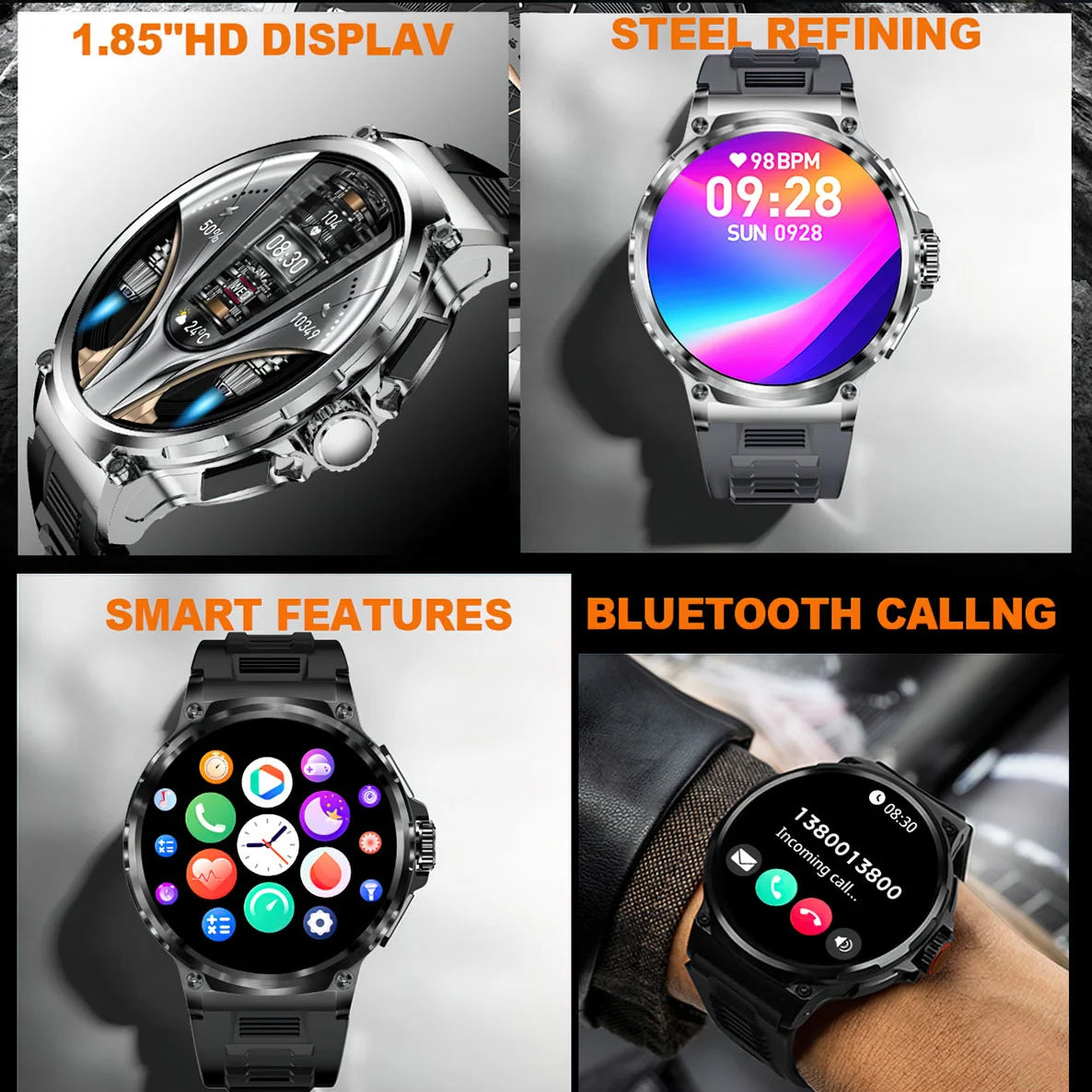 2025 GPS Track Smartwatch 1,85-inch Ultra HD AMOLED-scherm 710mAh-batterij Bluetooth Call Smartwatch voor mannen - Compatibel met HUAWEI en Xiaomi iOS