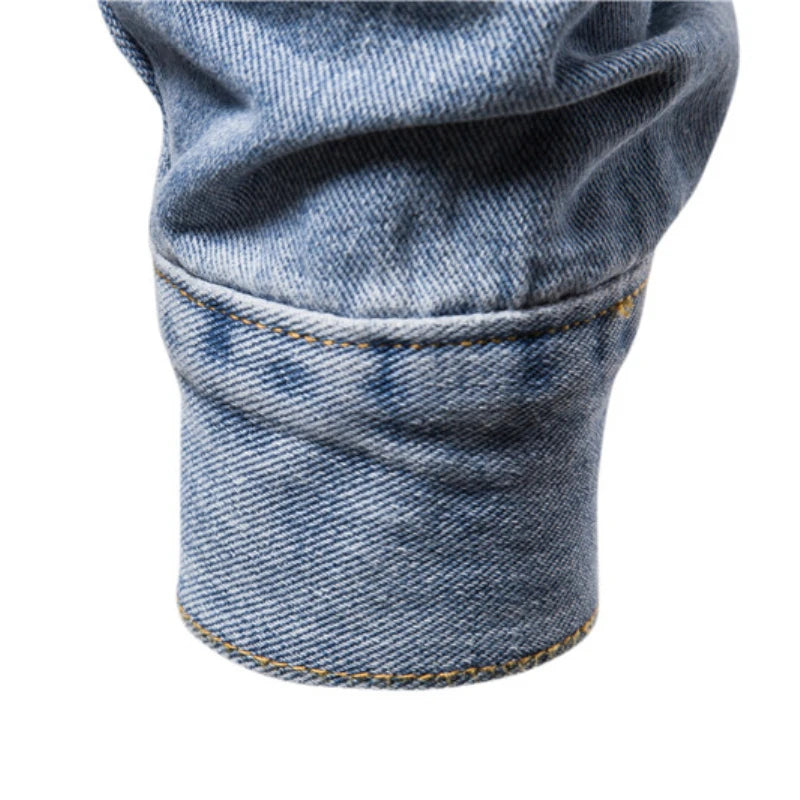 Cotton Denim Jacket Men's Casual Solid Colour Lapel Single Breasted Jeans Jacket Autumn Slim Fit Quality Men's Jackets