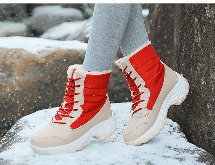 Women's Boots Snow Solid Shoes Woman Platform Women Shoes 2025 Trend Mid Women's High Boots Plush Women Boots Botas Mujer