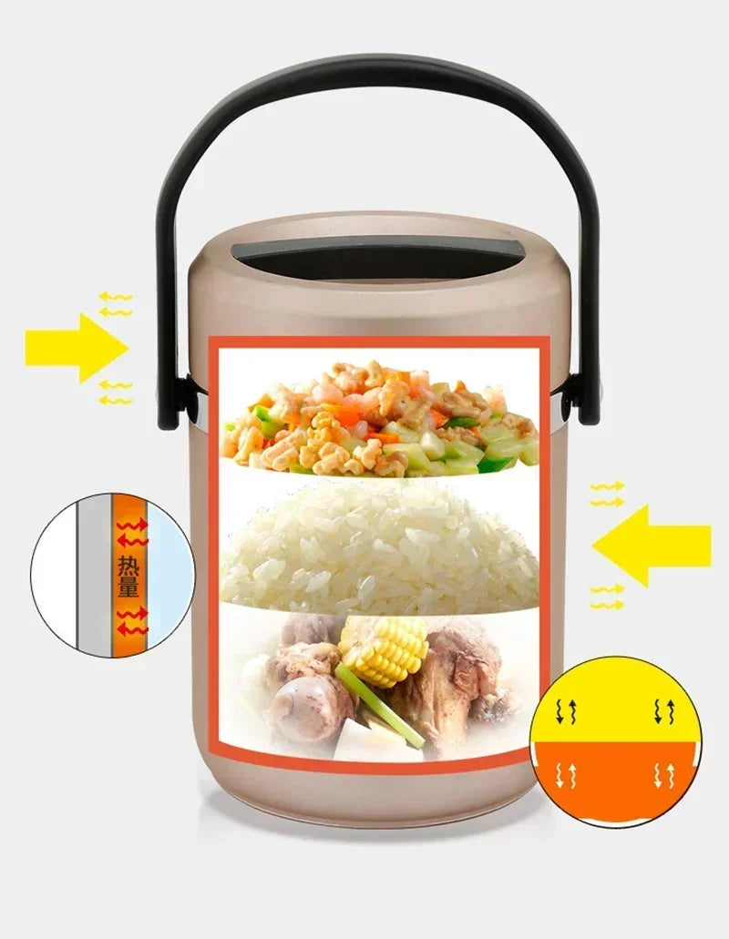 6 Hours Thermal Vacuum Lunch Box 304 Stainless Steel Insulated Worker Adult Food Container Large Picnic Student Bento Box Set