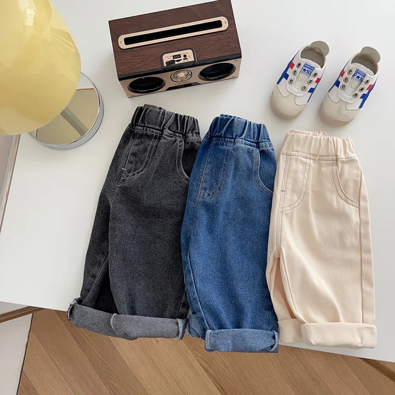 Baby Pants Solid Kids Jeans Casual Boys Denim Pants Soft Girls Fashion Trousers For Children 9M-5T Unisex