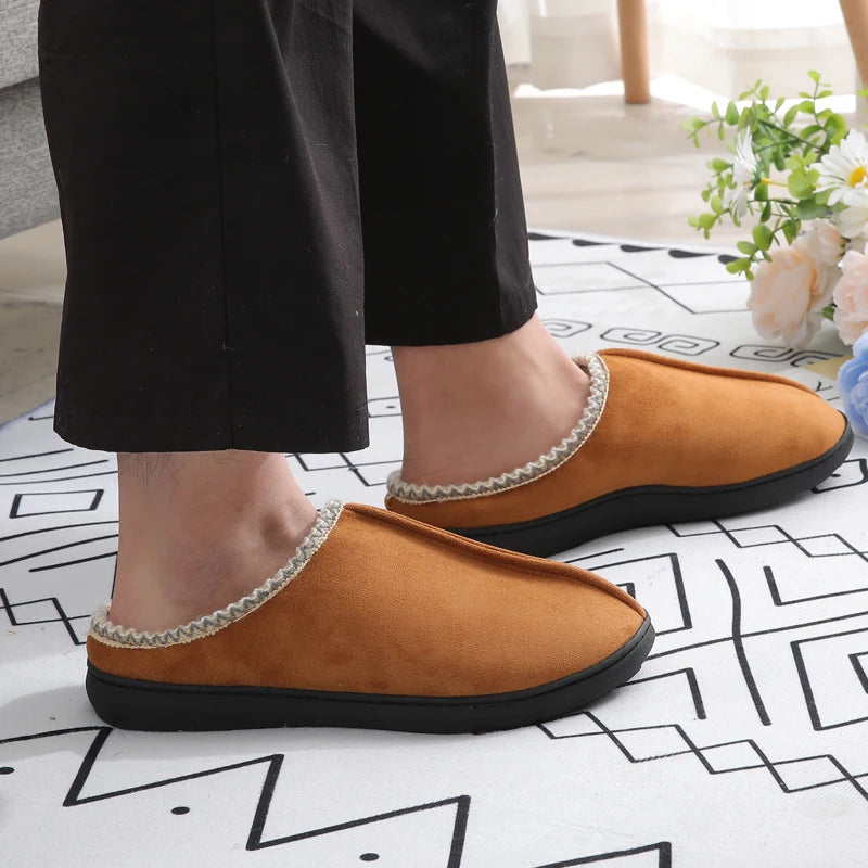 Unisex Winter House Slippers Anti-Slip Fluffy Warm Memory Foam Cotton Slippers With Durable Rubber Sole for Men & Women