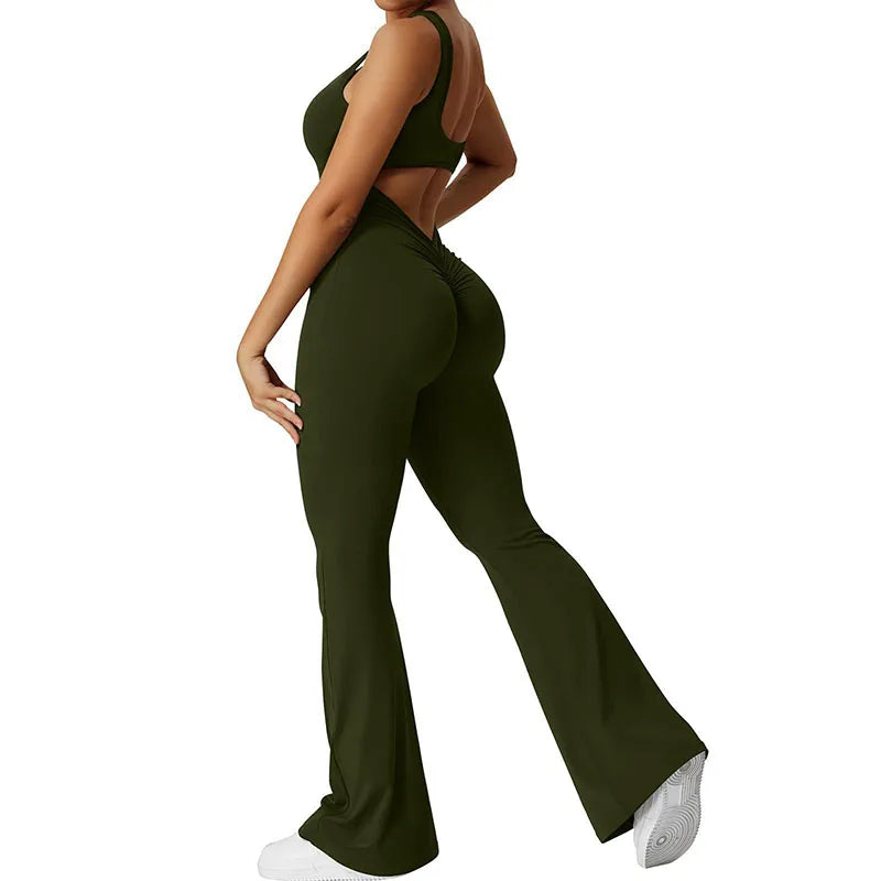 Sexy strakke jumpsuits voor dames, effen kleur, uitgehold, rugloos, mouwloos, yoga-rompertjes, vrouwelijke stretch, workout, liftende heupen, bodysuits