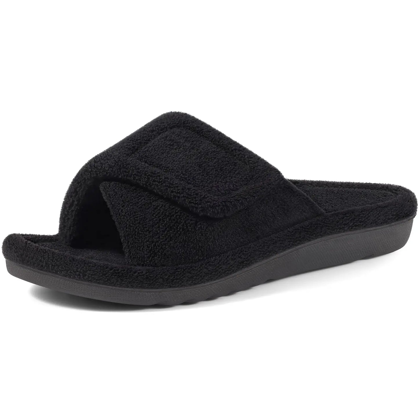 Women's Fuzzy House Slippers Orthopaedic Plush Slide With Arch Support and Open Toe Non-Slip Furry Bedroom Slide Suitable As House Shoes